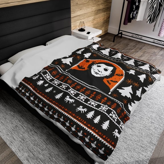Cozy Michael Myers Halloween Holiday Christmas Flannel Blanket Soft, Cute Decor, Christmas Gift, Cozy Room