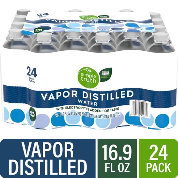 Simple Truth Vapor Distilled Water – 16.9 fl oz Bottles, 24 Count