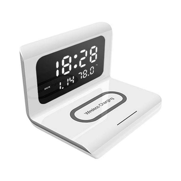 Reloj despertador con carga inalámbrica, calendario electrónico, despertador, carga inalámbrica, calendario, despertador