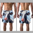 thumbnail image 3 of luoweisi Men's Beach Shorts Quick Dry Swim Trunks with Mesh Lining Cartoon Cow XL, 3 of 5