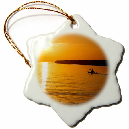 - 3dRose Kayak, Apostle Islands, Lake Superior, Wisconsin, USA - US50 CHA0065 - Chuck Haney, Snowflake Ornament, Porcelain, 3-inch