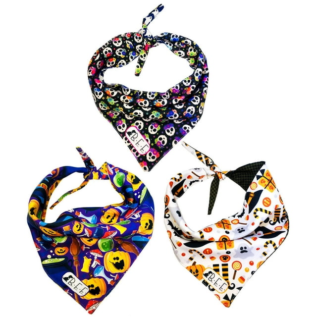 Bandanas para perros BFF set de 3 piezas talla chica Halloween