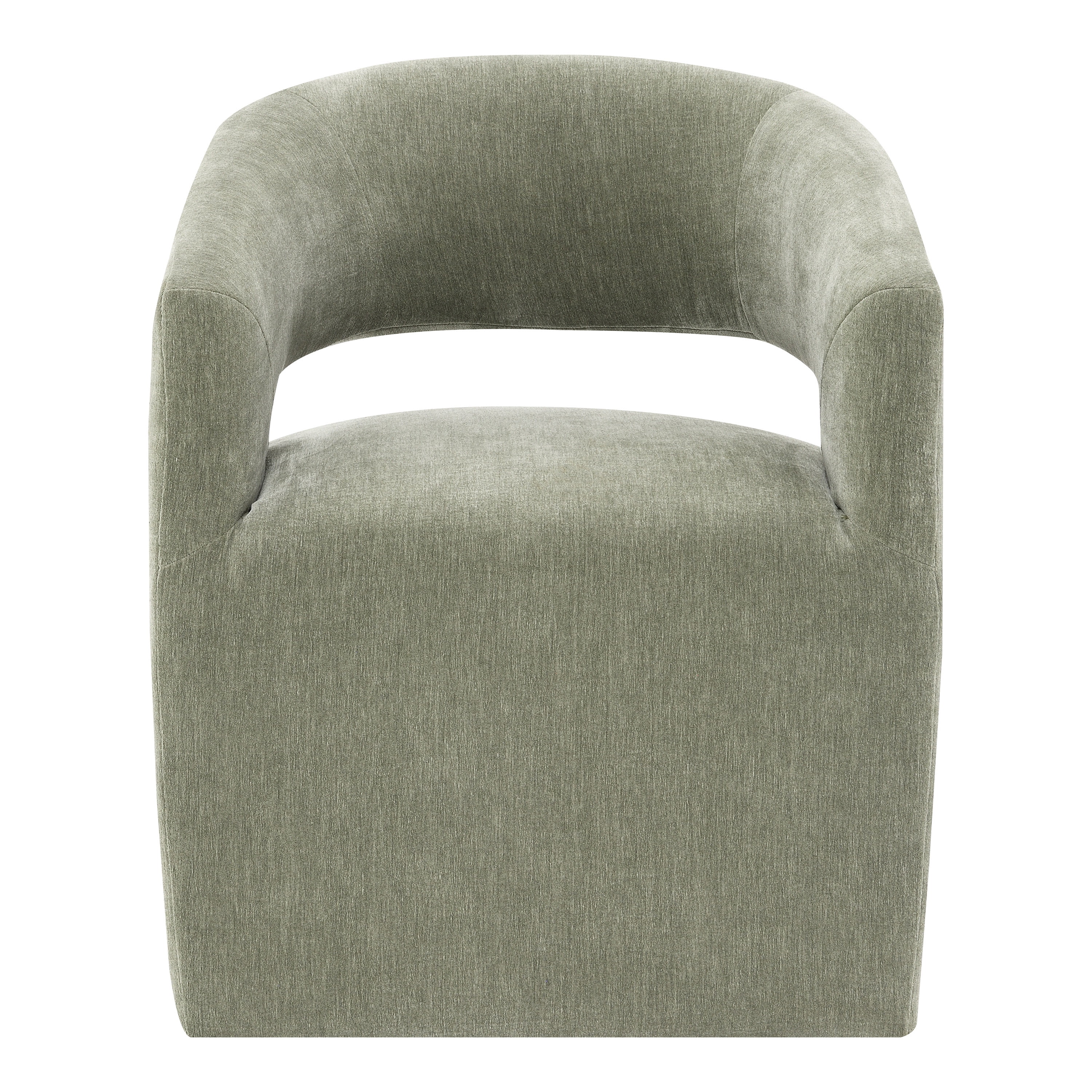 Furniture of America Arize Modern Fabric Barel Back Accent Chair with Casters, Green