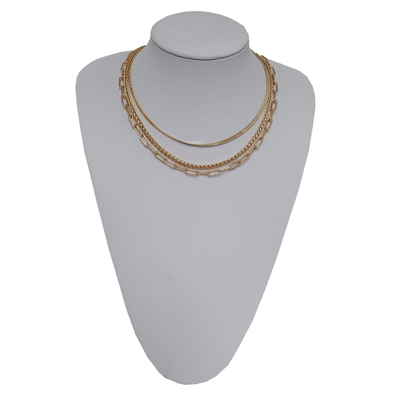 Time and Tru Gold Tone Triple Chain Layered Necklace Set photo 1