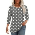 thumbnail image 5 of EchfiProm Womens Relaxed Fit Tops T-Shirts Gray Crew Neck Pullover Polka Dot Winter for Women, 5 of 7