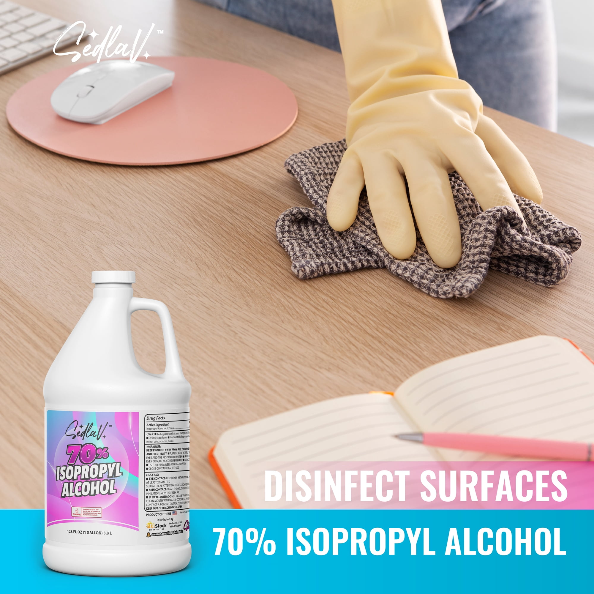 Isopropyl Alcohol 70% First Aid Antiseptic for Minor Cuts and Scrapes Rubbing Alcohol 2 GALLONS