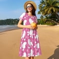 thumbnail image 4 of Lsque Cute Poodle Dog Print Women's Casual Dress T-Shirt Summer Short Sleeve Scoop Neck Swing Dresses, 4 of 6