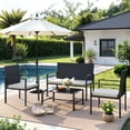 thumbnail image 6 of UDPATIO 4 Piece Patio Furniture Sets, Outdoor Conversation Sets of 4, 4 Pieces Wicker Patio Furniture Set with Coffee Table, Blue, 6 of 8