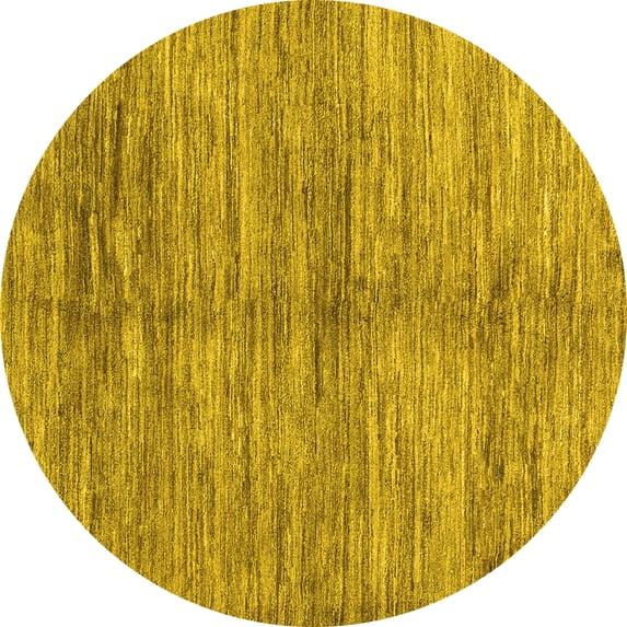 Ahgly Company Indoor Round Abstract Yellow Contemporary Area Rugs, 8' Round