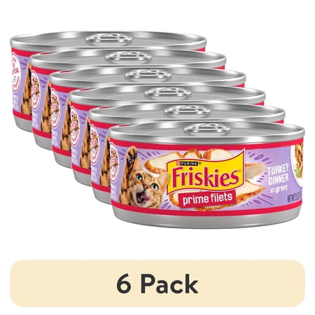 (6 pack) Purina Friskies Prime Filets Turkey Dinner in Gravy Wet Cat Food 5.5 oz Can