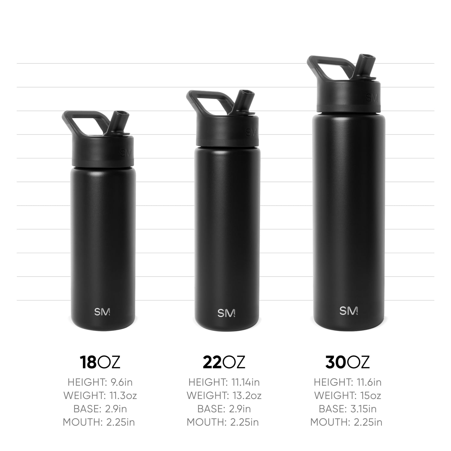 Simple Modern 18 fl oz Insulated Stainless Steel Summit Wide Mouth Water Bottle with Handle and Straw Lid|Black and White Checkmate