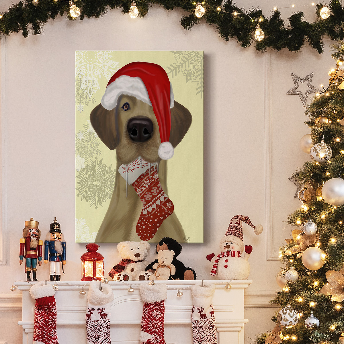 Christmas Drooly Christmas Dane- Gallery Wrapped Canvas