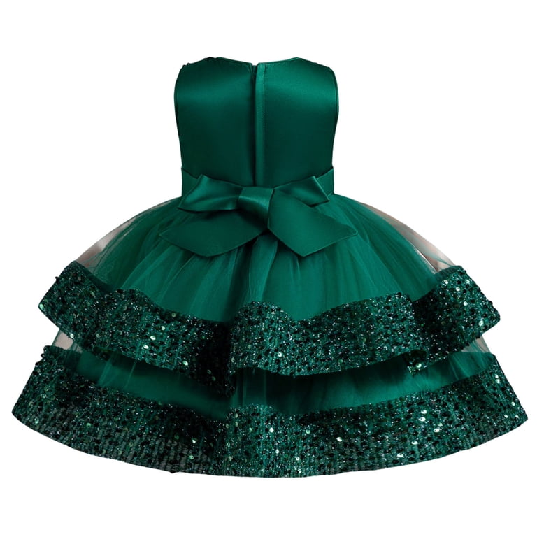 Gubotare Baby Girl Dress Toddler Baby Girl Tulle Dress Ruffle Sleeveless Bowknot Tutu Birthday Party Princess Dresses (Green,Size 18-24 Months)