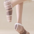 thumbnail image 4 of LPKRT Women Fleece Sock Slippers With Grips - Thick Warm Indoor Booties, Cozy House Socks(Brown-One Size), 4 of 4