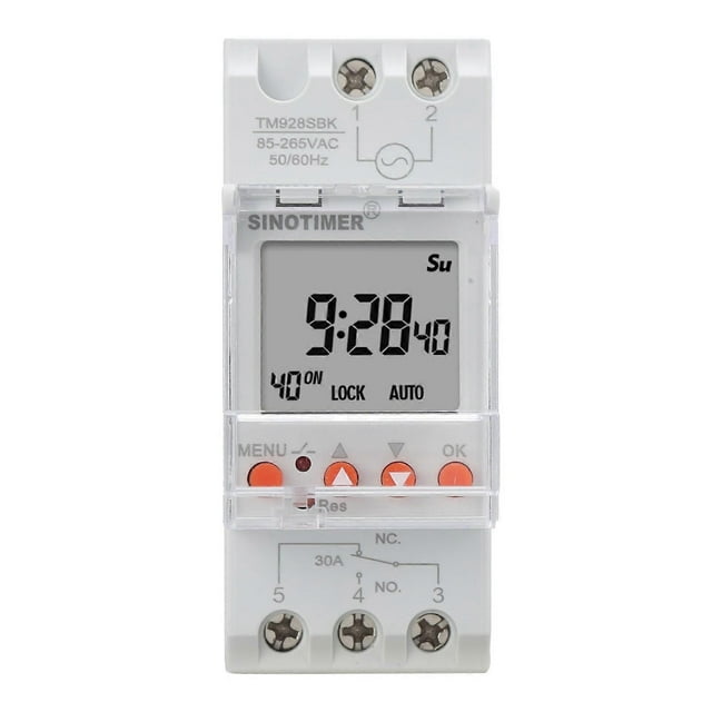 Timer Switch Screen Display Smart Digital Analog Time Backlight DIN Rail 85‑265VAC 30A