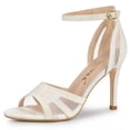 thumbnail image 1 of Sandalias Tacones De Aguja Correa De Tobillo Brillantina Para Mujer blanco 40, 1 of 6