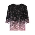 thumbnail image 5 of Domzest Womens Half Sleeve Tops Boho Floral Print Lightweight Shirts Crew Neck Loose Fit Dressy Casual Tunic Tops Pink L, 5 of 6