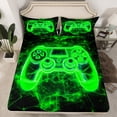 thumbnail image 2 of Manfei Cartoon Console Gaming Twin Sheet Sets,Modern Video Game Twin Fitted Sheet,Black Green Flat Sheet For Boys Teens,Super Cozy Room Decor,3 Pieces, 2 of 7