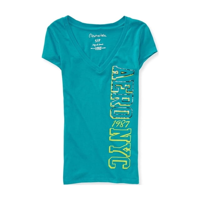 Aeropostale Womens Nyc 1987 Camiseta gráfica, Verde, X-Large Aeropostale Camiseta gráfica