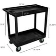 thumbnail image 3 of Luxor 18" x 32" Two Shelf Tub Utility Cart With Semi-Pneumatic Casters - Black, 3 of 4