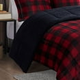 thumbnail image 2 of 102" King Plush To Sherpa Comforter Set, Multicolor Plaid Reversible Bedding with Shams, 2 of 10