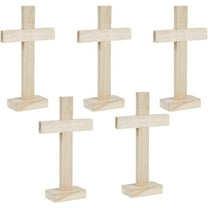 5Pcs Wooden with Stand Desk Unfinished Wood Crosses Tabletop Ornaments Easter Decor for DIY Crafts Centerpieces Wall Home Decor Prayer Gifts