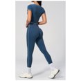 thumbnail image 4 of PISONIC Two Piece Workout Sets for Women Color Block Short Sleeve Tee and High Waist Leggings Gym Yoga Active Wear Outfits, 4 of 6