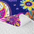 thumbnail image 5 of Erosebridal Vintage Paisley Quilt Full, Cute Blossom Full Bedspread Sets, Reversible, Navy Multicolor, 3-Piece (1 Coverlet and 2 Pillowcases), 5 of 7