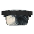 thumbnail image 3 of Saiise Sac Banane Double Compartiment Motif Aigle Chauve Rouge Noir Style Encre Sac de Taille Carré Réglable Mains Libres Ceinture de Course Randonnée Sécurité Voyage Bandoulière en Sergé, 3 of 9