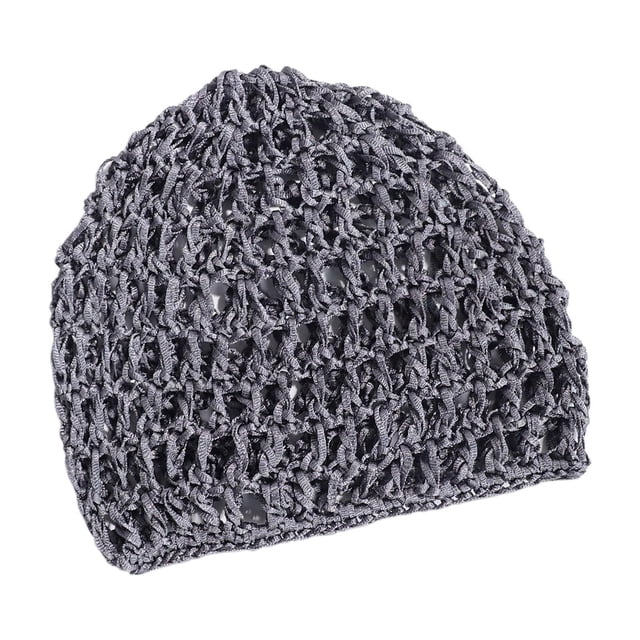 GUOOL Mesh Crochet Hair Net Curls Hair Wrap Lightweight Soft Elastic Crocheted Cap Gray