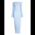 thumbnail image 2 of Vestido Tipo Suéter Ajustado con Hombros Descubiertos para Mujer, Vestido Formal de Larga, Elegante, para Fiesta en Club o Discoteca. Azul L, 2 of 8