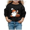 thumbnail image 3 of Otqutp Round Neck Pullovers for Children's Boys Girls Fashion Halloween Cute Little Bats and Pumpkin Printed Round Neck Sweater Autumn Hoodie Sweatshirt (Black,7-8 Years), 3 of 5