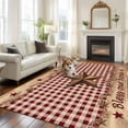 thumbnail image 2 of Western Texas Star Vintage Area Rugs 5'x8', Washable Small Throw Rugs for Classroom Bedroom, Rustic Wreath Wood Red Plaid Indoor Outdoor Rug Non-Slip Low Pile Carpet Runner Reversible Floor Mats, 2 of 8