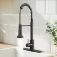 thumbnail image 2 of IUSU 20in Kitchen Faucet with Pull Down Sprayer, Brushed Nickel Commercial Spring Kitchen Sink Faucet Single Handle Pull Out Sink Faucets with Deck Plate Suit to 1 or 3 Holes Black, 2 of 10