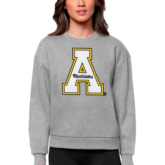 Women's Antigua Heather Gray Appalachian State Mountaineers Victory Crewneck Pullover Sweatshirt