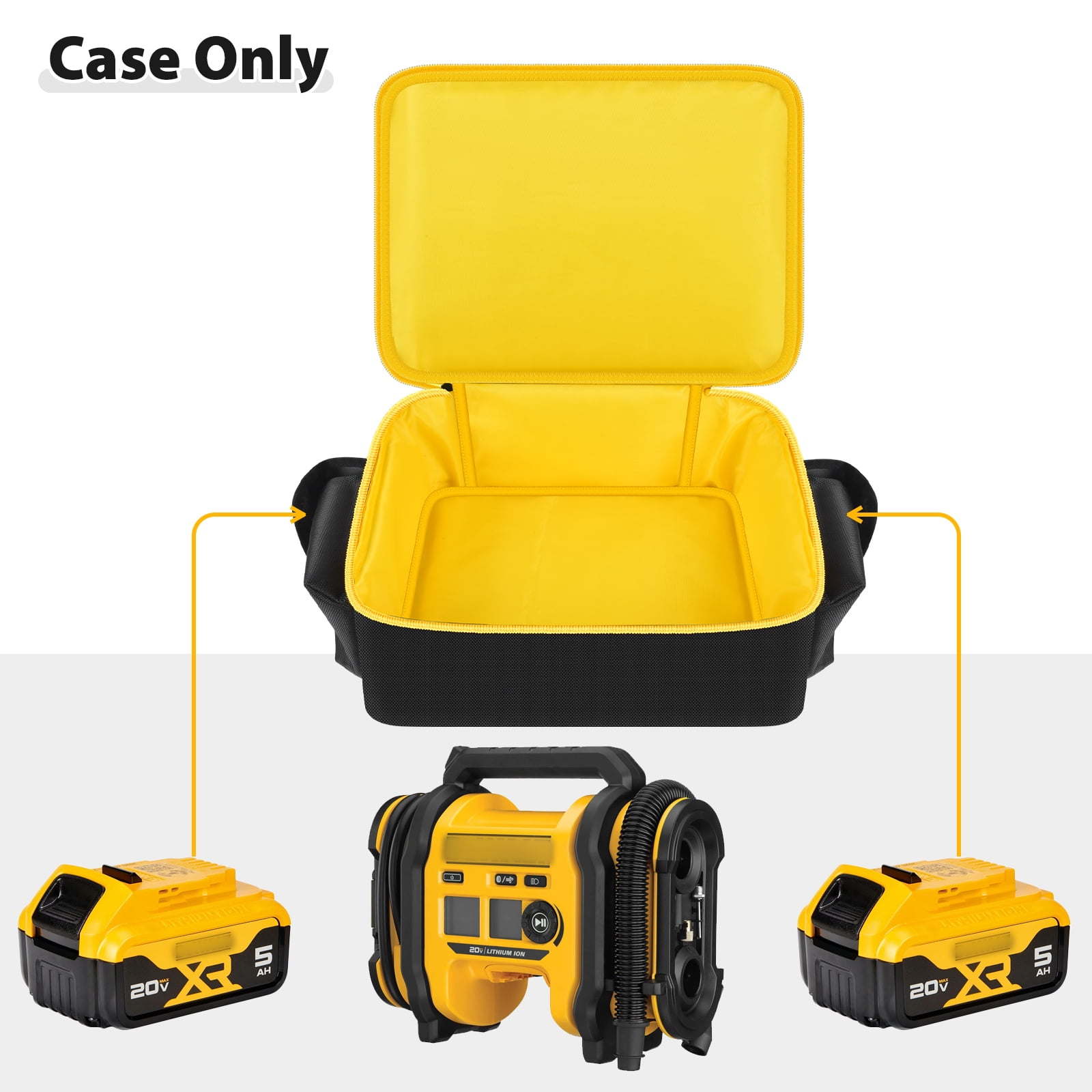 Air Compressor Case Compatible with DEWALT 20V MAX Tire Inflator DCC020IB, Cordless Tools Storage Holder-Inner Yellow (Box Only)