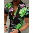 thumbnail image 1 of Men's Summer Flower Button Street 3D Print Hawaiian Beach Breathable Short sleeved Shirt, 1 of 5