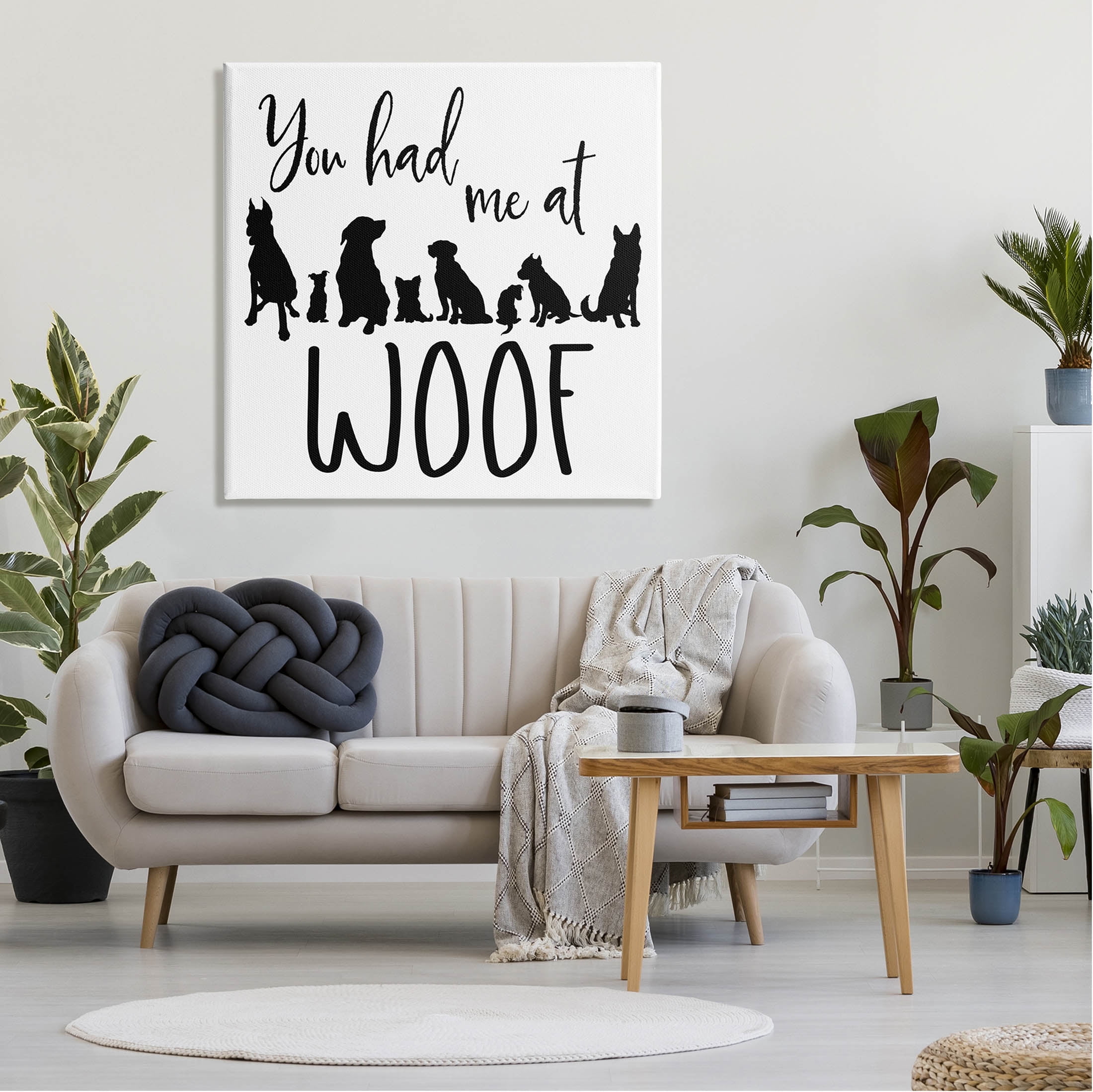 You Had Me At Woof Silhouette Phrase Animals & Insects Graphic Art Gallery Wrapped Canvas Print Wall Art