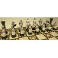 thumbnail image 7 of Medieval Times Crusades Blue White Maltese Knight Chess Set 17" Mosaic Color Brd, 7 of 7