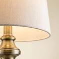 thumbnail image 3 of Regency Hill Traditional Table Lamp 26" High Antique Brass Candlestick White Fabric Drum Shade for Living Room Family Bedroom Bedside, 3 of 9