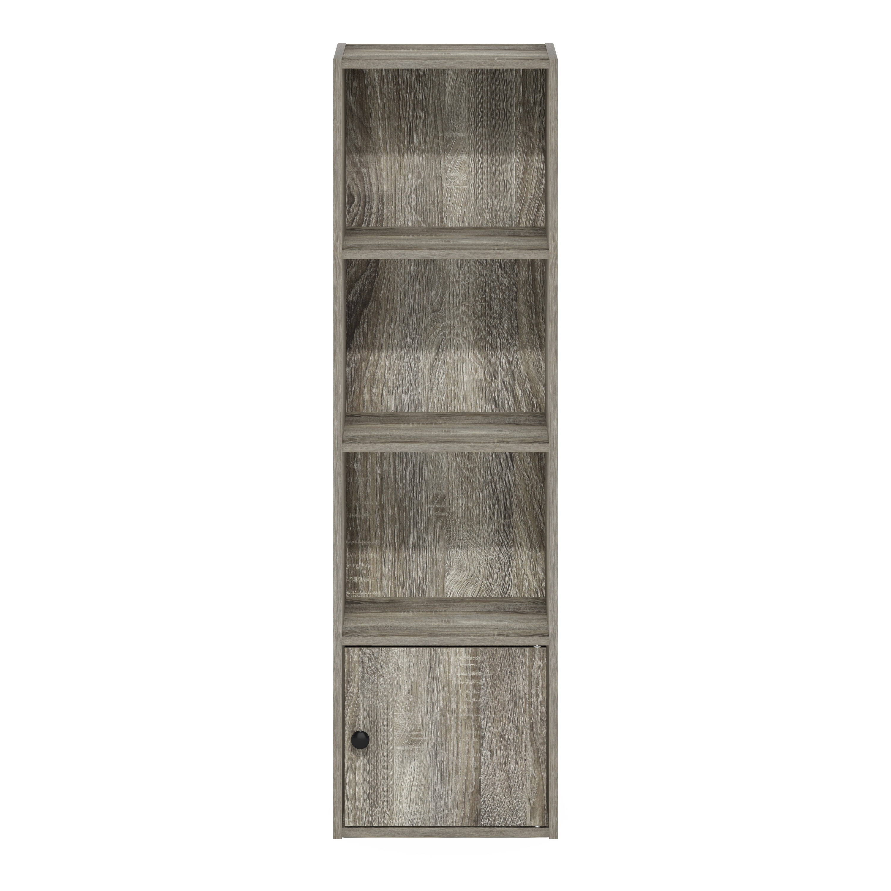 Furinno LUDER 4-Tier Shelf Bookcase with 1 Door Storage Cabinet in French Oak