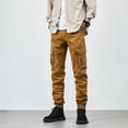 thumbnail image 2 of Cathalem Cargo Pants for Men Stretch Elastic Waist Work Pants,Yellow 32, 2 of 4