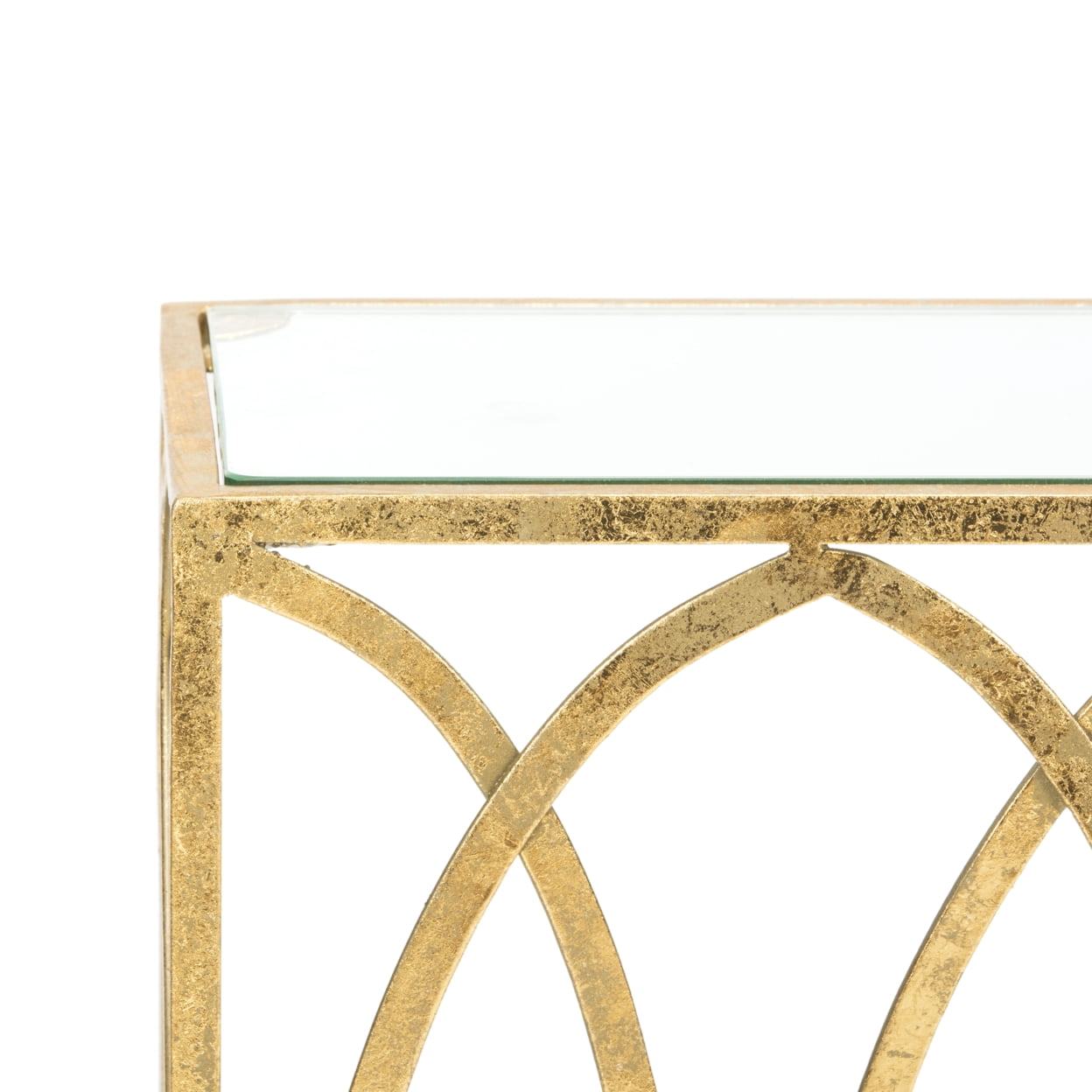SAFAVIEH Carina Oval Ringed Console Table, Golf Foil/Glass