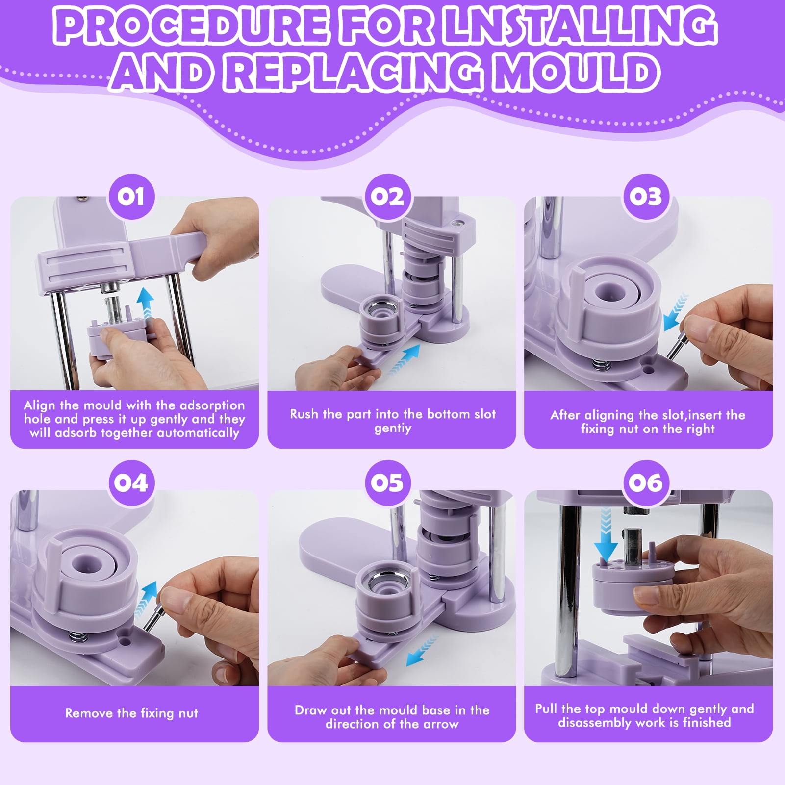 3 in 1 DIY Pin Button Maker Machine 25/32/58mm Badge Press Machine with 300pcs Button Parts