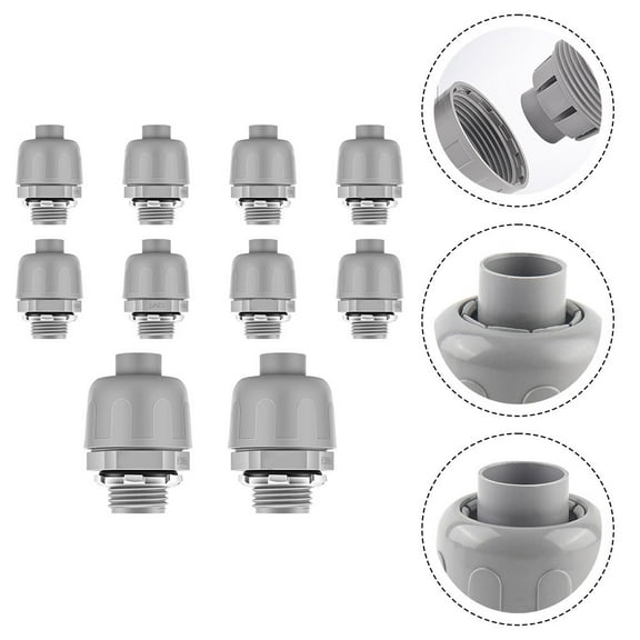 10-Pack Pvc Electrical Conduit Connectors Flexible Npt Fittings Nonmetallic 3/8" 1/2" 3/4" For Hvac Marine Industrial Use Gray 3/8