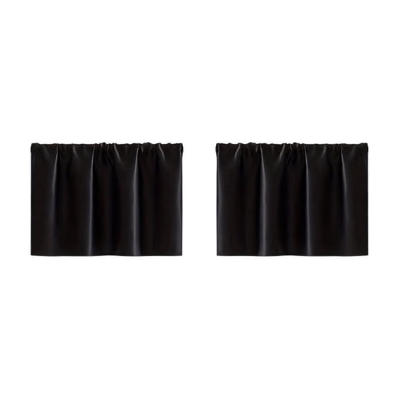 Basement Curtains 34*16 Inch, 2 Pack/Ruffle Thread Rod Double Sided Matte Small Curtains for Living Room Modern Decoration Bedroom RV Camping Bathroom Window (Black)