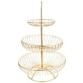 thumbnail image 6 of WRISTBIQUE Golden Metal Fruit Basket with 3 Tier Hollow Mesh Design for Fresh Fruit Storage, 6 of 8