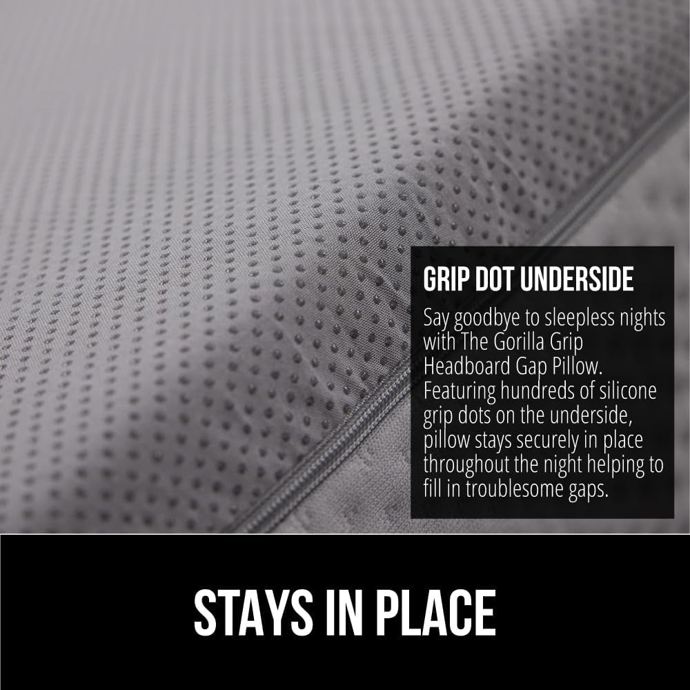 High Density Foam Bed Wedge Pillow for Headboard Gap, Mattress Gap Filler with Gripping Dots for Support, King Size White