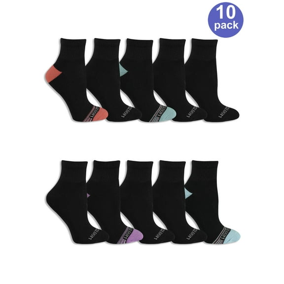 Fruit of the Loom Women's Cushioned Sole Ankle Socks, 10 Pack