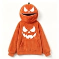 thumbnail image 4 of Halloween Pumpkin Hoodie with Zipper Oversized Fuzzy Plush Jack-o'-Lantern Sweatshirt for Women Light Brown 2XL, 4 of 7
